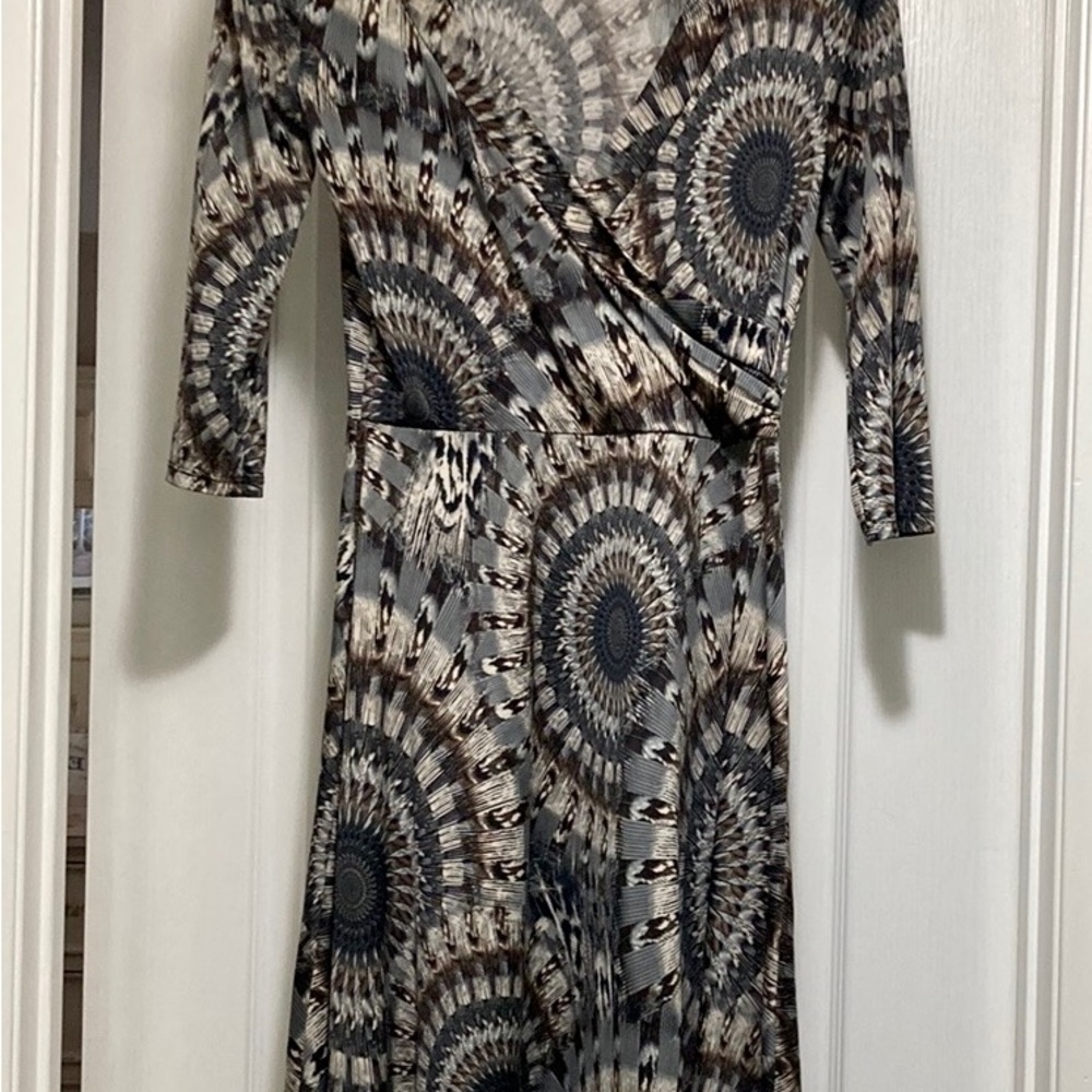 Retro Patterned Wrap top Dress